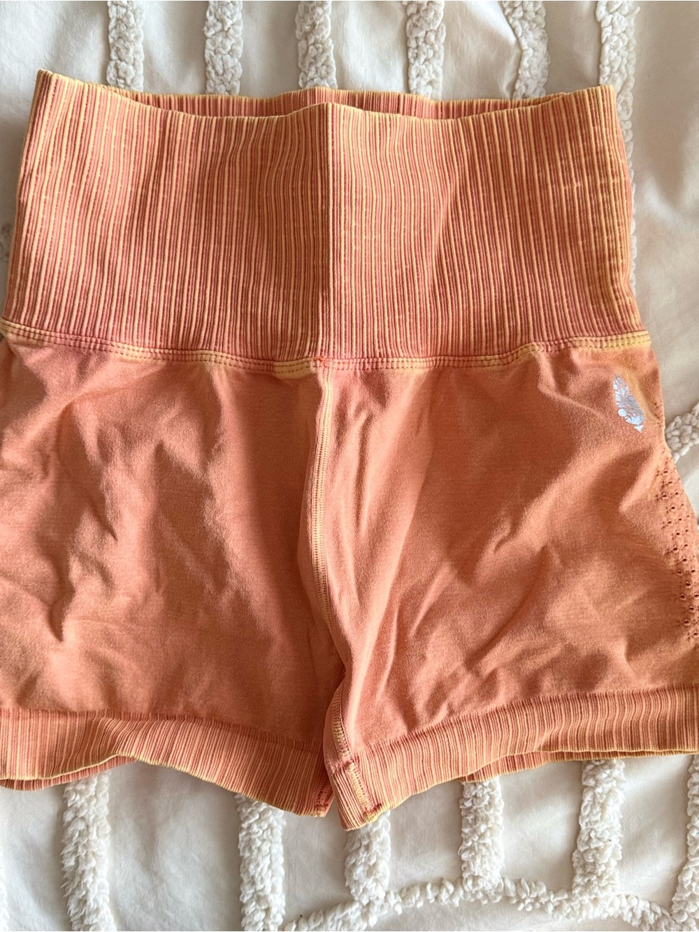 Free People Peach Ribbed High-Waist Athletic Shorts